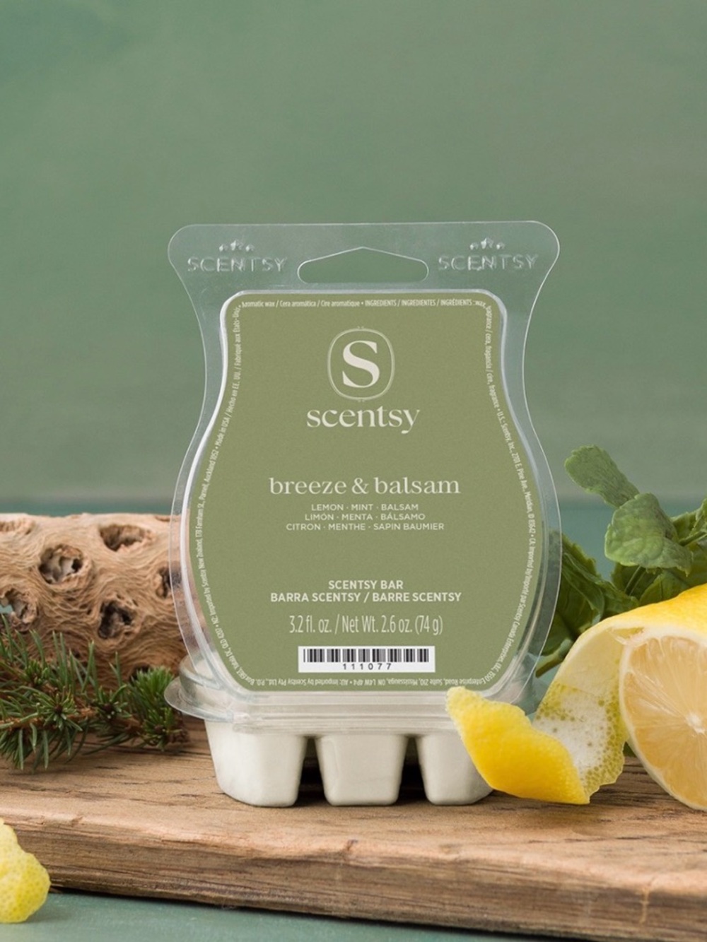 Scentsy Breeze & Balsam Wax Bar - Green & White